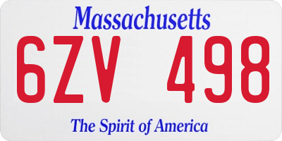 MA license plate 6ZV498