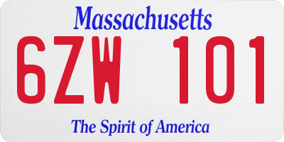 MA license plate 6ZW101