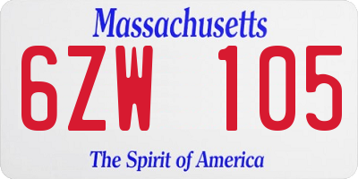 MA license plate 6ZW105