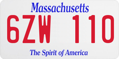 MA license plate 6ZW110