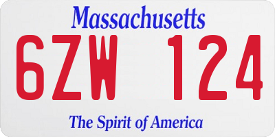 MA license plate 6ZW124