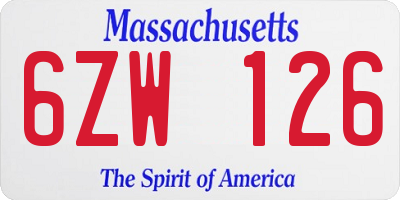MA license plate 6ZW126