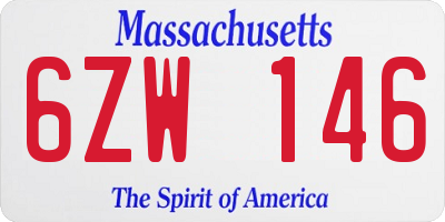 MA license plate 6ZW146