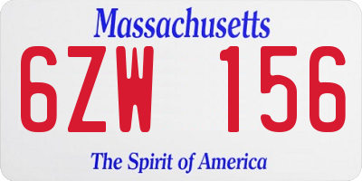 MA license plate 6ZW156