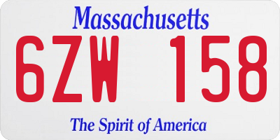 MA license plate 6ZW158