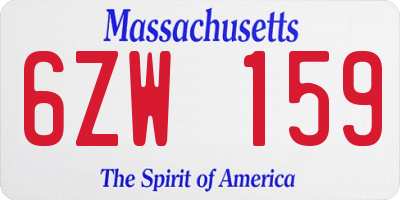 MA license plate 6ZW159