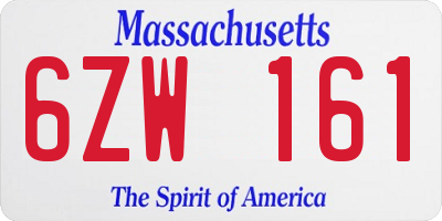 MA license plate 6ZW161