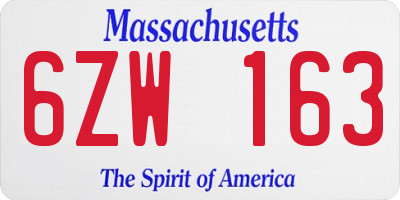 MA license plate 6ZW163