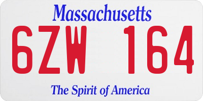MA license plate 6ZW164