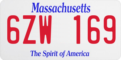 MA license plate 6ZW169