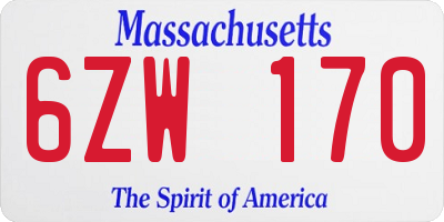 MA license plate 6ZW170