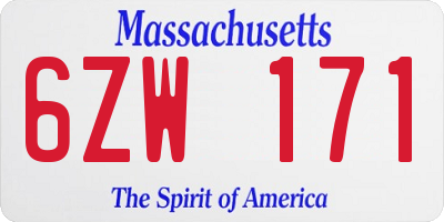 MA license plate 6ZW171