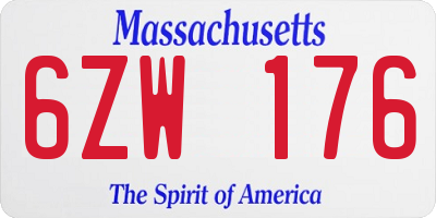 MA license plate 6ZW176