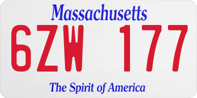 MA license plate 6ZW177