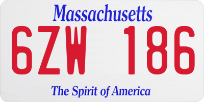 MA license plate 6ZW186