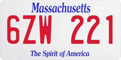 MA license plate 6ZW221