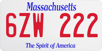 MA license plate 6ZW222
