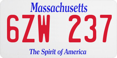 MA license plate 6ZW237