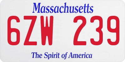 MA license plate 6ZW239