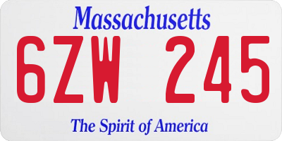 MA license plate 6ZW245