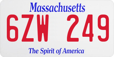 MA license plate 6ZW249