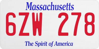 MA license plate 6ZW278