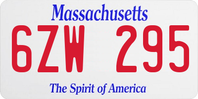 MA license plate 6ZW295
