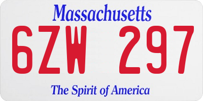 MA license plate 6ZW297