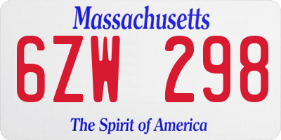 MA license plate 6ZW298