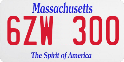 MA license plate 6ZW300