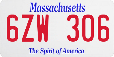 MA license plate 6ZW306