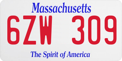 MA license plate 6ZW309
