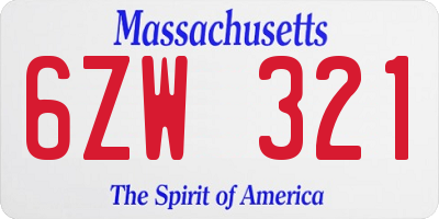 MA license plate 6ZW321
