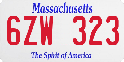 MA license plate 6ZW323
