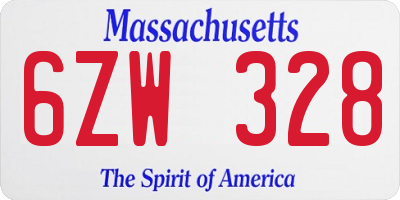 MA license plate 6ZW328