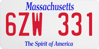 MA license plate 6ZW331