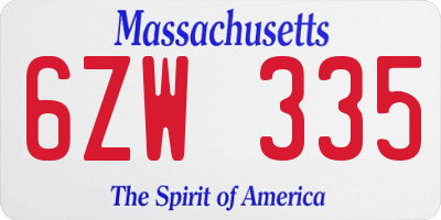 MA license plate 6ZW335