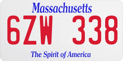 MA license plate 6ZW338