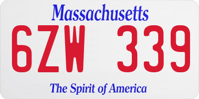 MA license plate 6ZW339