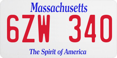 MA license plate 6ZW340