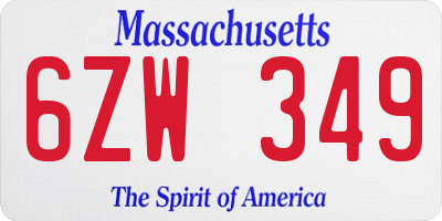 MA license plate 6ZW349