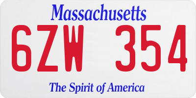 MA license plate 6ZW354