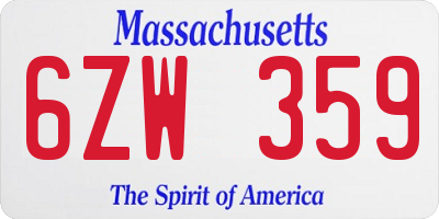 MA license plate 6ZW359