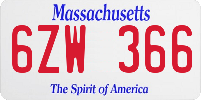 MA license plate 6ZW366