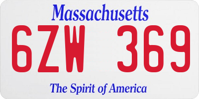 MA license plate 6ZW369