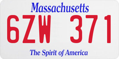 MA license plate 6ZW371