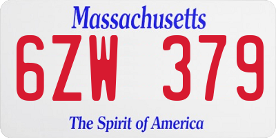 MA license plate 6ZW379