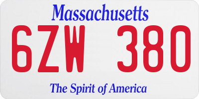MA license plate 6ZW380