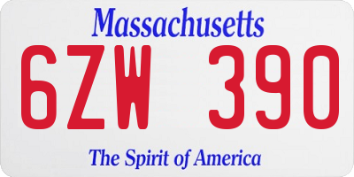 MA license plate 6ZW390