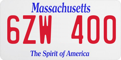 MA license plate 6ZW400